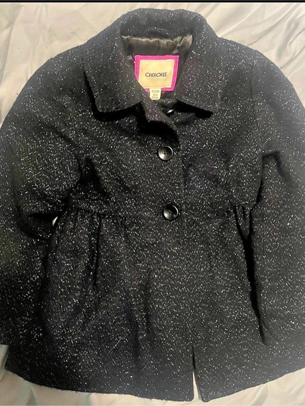 Cherokee Girls Size XS (4/5) Black Coat Good Condition